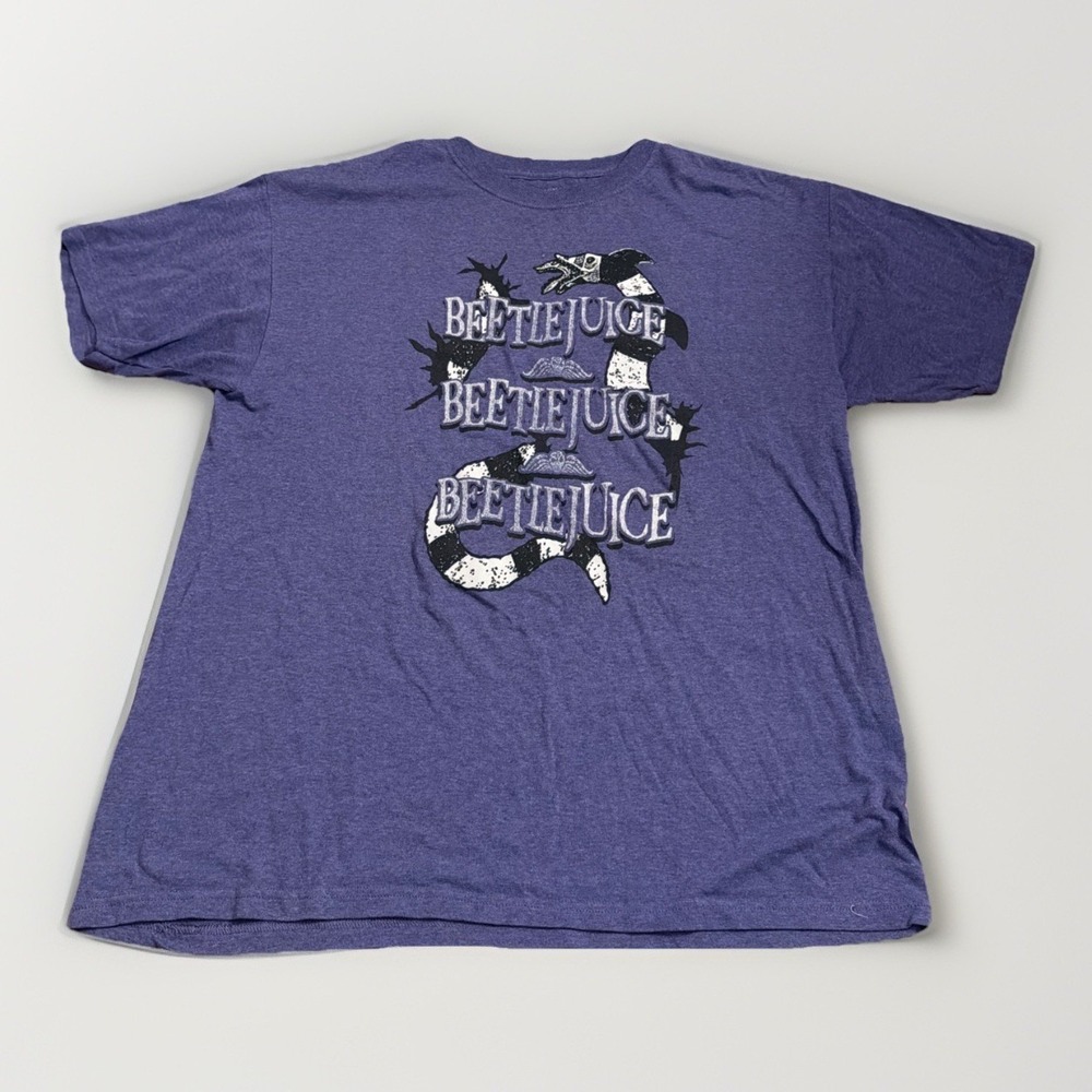 Beetlejuice Beetlejuice Beetlejuice Purple Size Large Graphic Logo T-Shirt